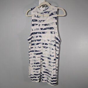 RVCA Tank Dress White with Blue faded stripes L LG Large